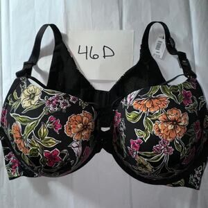 Torrid NWT 46D XO Plunge Push-Up Bra Sketchy garden floral rich black